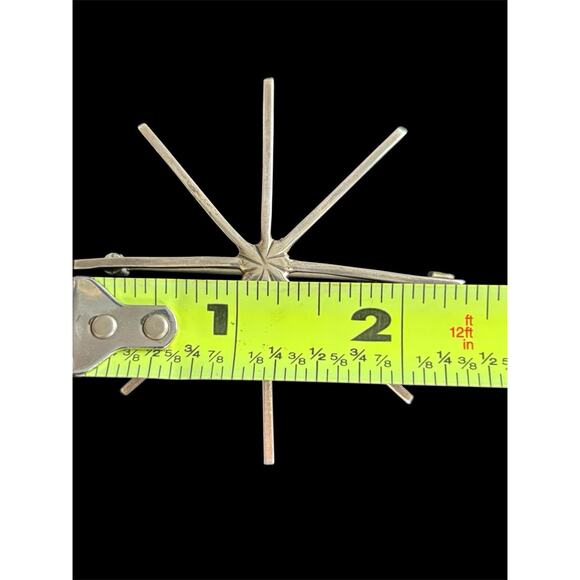 MCM Sterling Silver Modernist Minimalist 2.5” Starburst Brooch 1940 925 - Picture 2 of 6